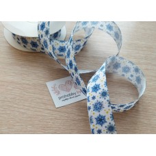 Лента репсовая 25 мм "Снежинки"